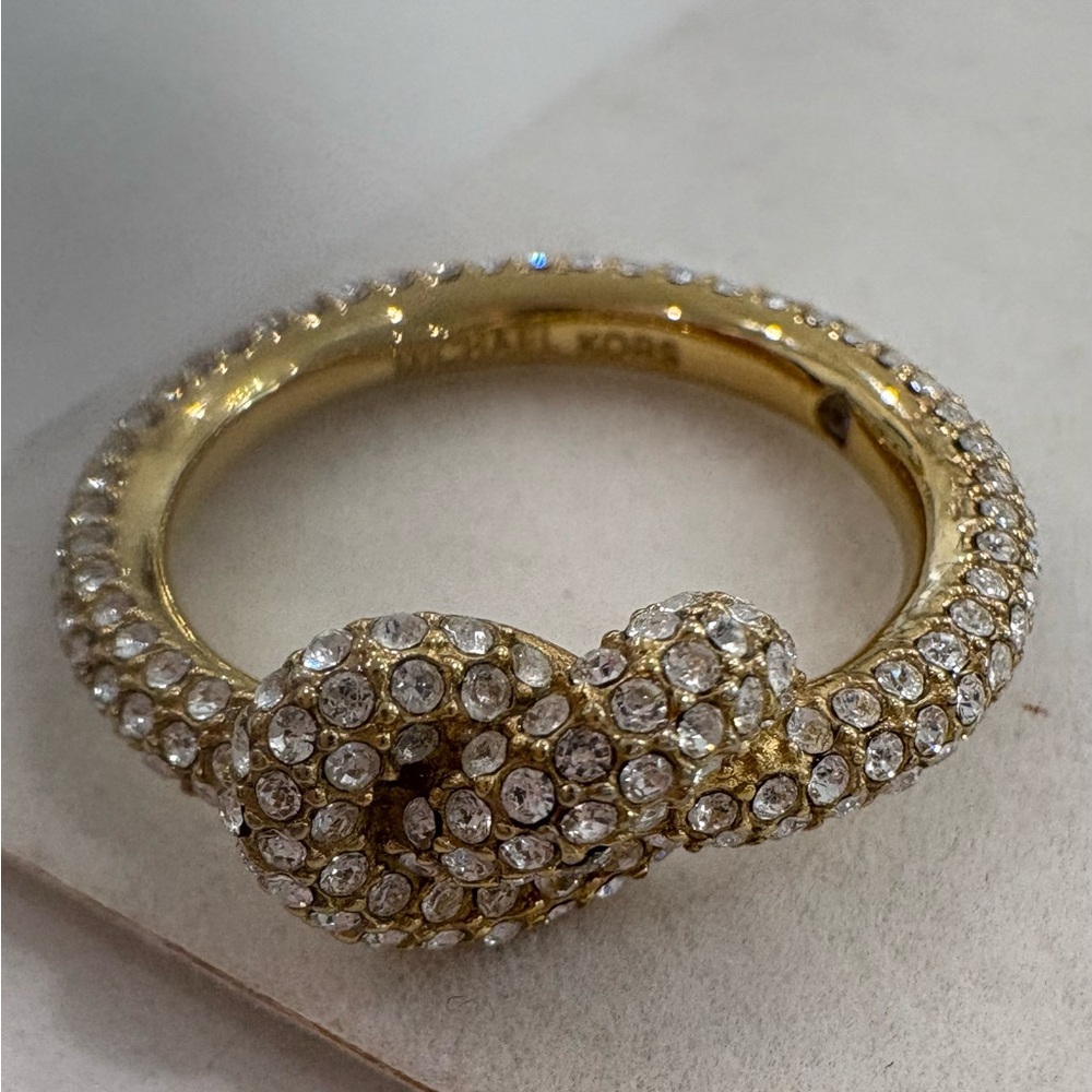 Michael Kors Gold-Tone Crystal Ring – Size 7/7.5